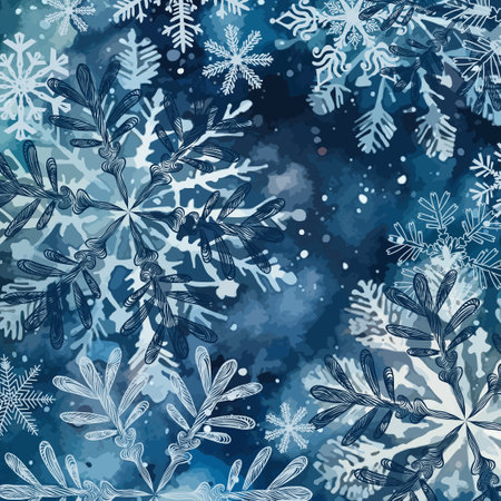 Christmas watercolor background from snowflakes. Vector illustrationのイラスト素材