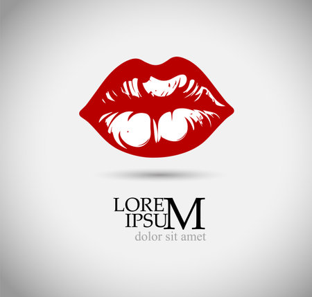 Logo red lips. Vector illustrationのイラスト素材