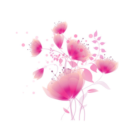 Pink magic flowers on a white background. Vector illustrationのイラスト素材