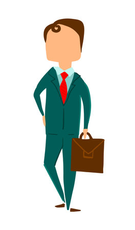 Businessman with diplomat. hand drawing. Not AI, Vector illustrationのイラスト素材