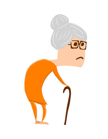 old lady. hand drawing. Not AI, Vector illustrationのイラスト素材