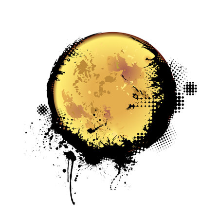 Abstract moon with blots. hand drawing. Not AI. Vector illustrationのイラスト素材