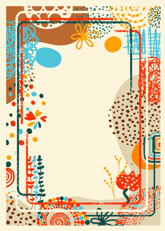 Beautiful trendy frame for text. hand drawing. Not AI, Vector illustrationのイラスト素材