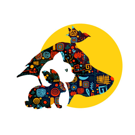 Logo abstract symbol dog, cat, rabbit, bird. hand drawing. Not AI, Illustrat3. Vector illustrationのイラスト素材