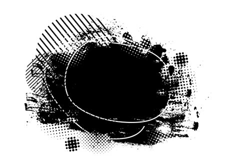 Abstract black blot object. Grunge frame. hand drawing. Not AI. Vector illustrationのイラスト素材