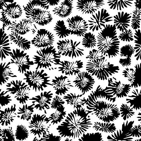 trend in textiles, vector background floral fabric, monochrome pattern seamless . hand drawing. Not AI, Vector illustrationのイラスト素材