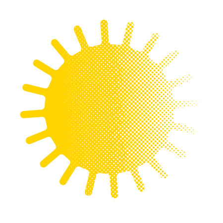Sun halftone object. hand drawing. Not AI. Vector illustrationのイラスト素材