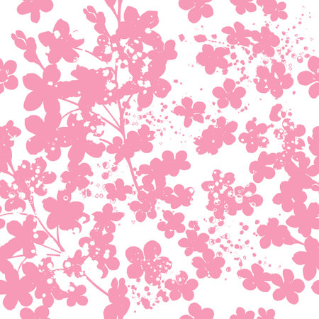 Pink sakura flowers print. seamless background. hand drawing. Not AI, Vector illustrationのイラスト素材