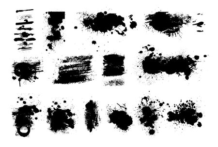 Black brush stroke set isolated on background. Paint brush stroke hand drawing. Not AI. Trendy brush stroke, vector illustrationのイラスト素材