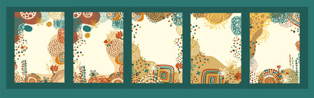Set of decorative abstract frames. Creative abstract art background. hand drawn. Vector illustration