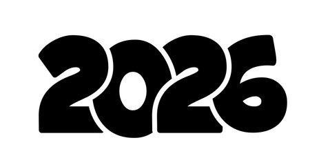 Happy New Year 2026 text design. hand drawing. Not AI, Vector illustrations.のイラスト素材