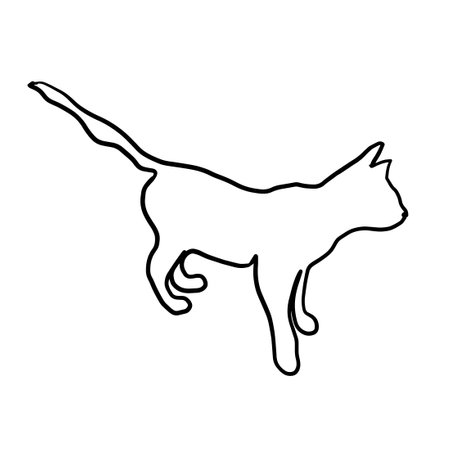 Kitten graphics object one line. hand drawing. Not AI, Vector illustrationのイラスト素材