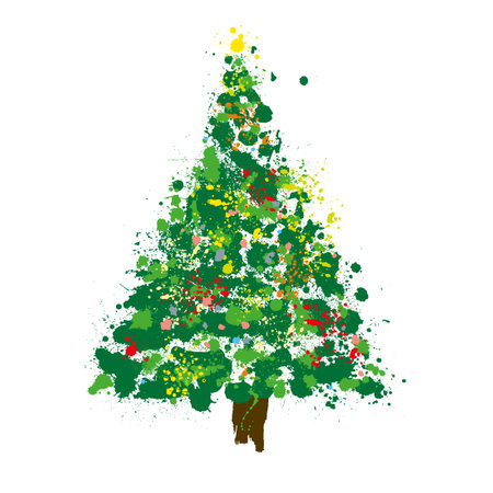 Christmas tree of blots. hand drawing. Not AI, Vector illustrationsのイラスト素材
