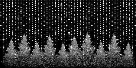 Snow graphic trees. Christmas trees. Snow needles. Happy New Year. Hand drawn. Not AI, vector illustrations.のイラスト素材