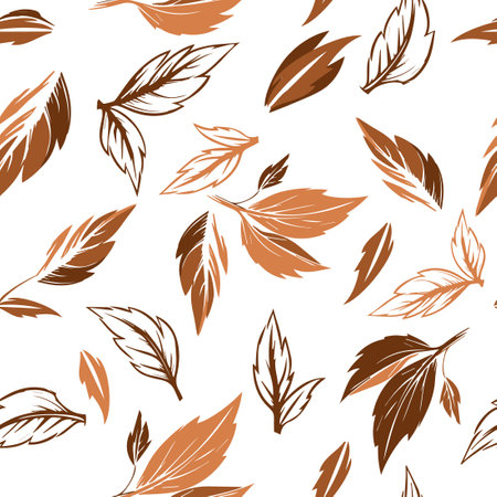 Autumn leaves seamless background. Hand drawing. Not AI, Vector illustrationのイラスト素材