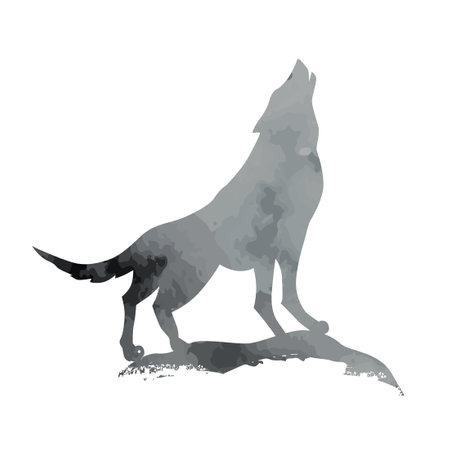 Silhouette wolf watercolor. hand drawing. Not AI, Vector illustration