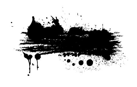 Splatter Paint Texture . Black Spray Blot of Ink. Place illustration Over any Object to Create Grungy Effect . hand drawn. Not AI, Vectorのイラスト素材