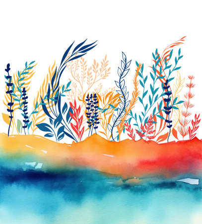 Spring time colorful watercolor flowers. Abstract colorful floral vector background. hand drawing. Not AI, Vector illustrationのイラスト素材