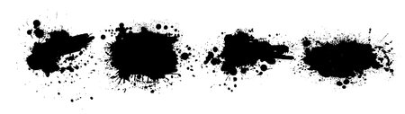 Splatter Paint Texture . Black Spray Blot of Ink. Place illustration Over any Object to Create Grungy Effect . hand drawn. Not AI, Vectorのイラスト素材