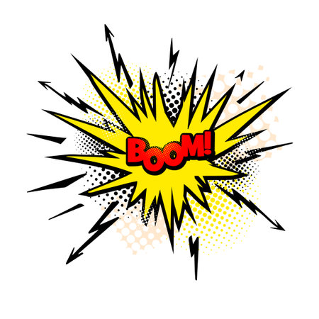 Boom Text comic. hand drawing. Not AI, Vector illustration.のイラスト素材