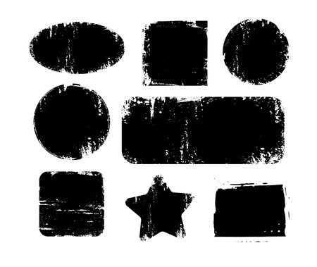 Frame grunge monochrome. Brush stroke, ink paint brush, grunge lines. Grunge banner collection. hand drawn. Not AI, Vectorのイラスト素材