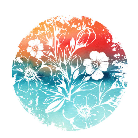 Floral abstraction in a circle. hand drawing. Not AI, Vector illustrationのイラスト素材