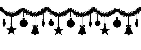 Christmas silhouette garland. hand drawing. Not AI, Vector illustrationsのイラスト素材