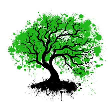 Abstract tree made of blots. Vector illustration. Not AIのイラスト素材