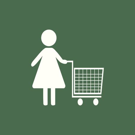 Women Shopping. Flat icon. Vector illustrationのイラスト素材