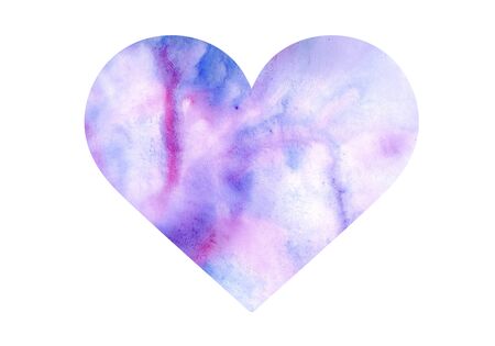 Heart made of abstract watercolor background. Image in purple, pink and blue colors. Valentines Day.の写真素材