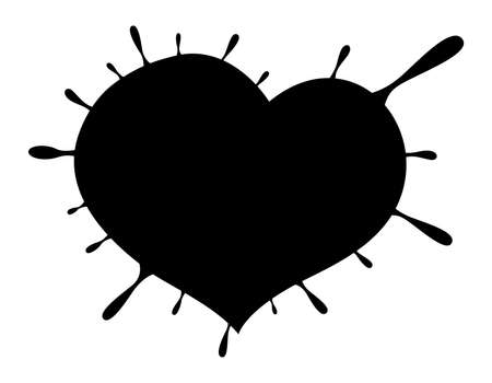 Black abstract vector heart-shaped blot. Template for your decor and design: banner, poster, flyer, postcard, invitation. Love. Wedding.のイラスト素材