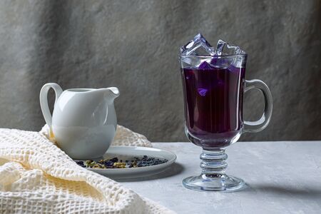 blue matcha iced tea. Fashionable drink from butterfly peas.の写真素材