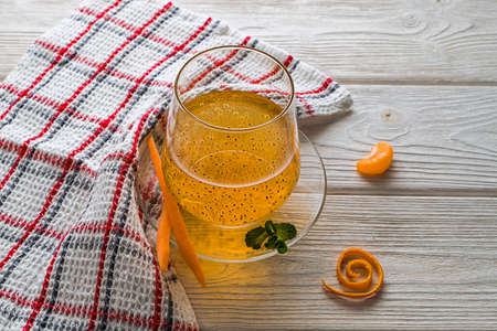 Healthy drink with basil seeds and mint. Useful antioxidant. In a glass jarの写真素材