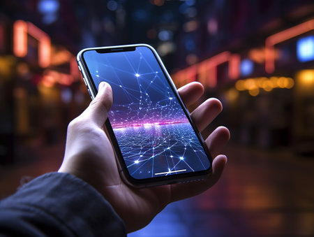 Digital technologies, in a smartphone lying in a hand