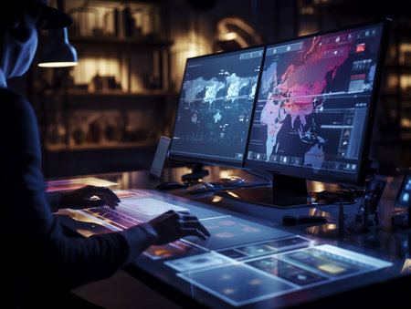 Digital technologies, security sms system, databases on laptop monitor.の写真素材