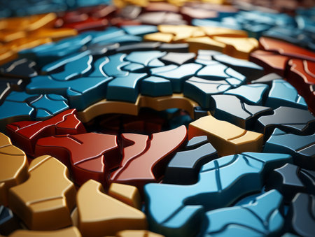 Abstract background from multi-colored puzzles. AI generatedの素材