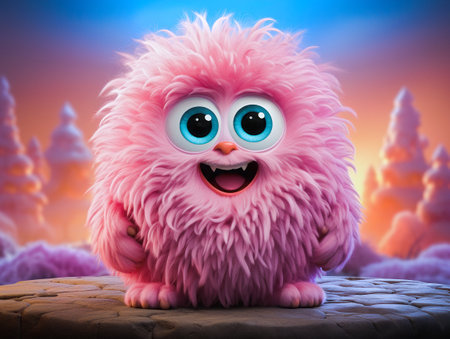Cartoon pink cute monster. illustrationの写真素材