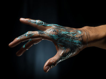 AI innovations of artificial intelligence. Digital cyber hand.の写真素材