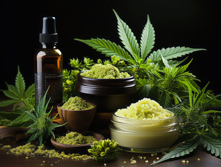 Natural cosmetics with CBD cannabis. Your ideal self-care companionの写真素材