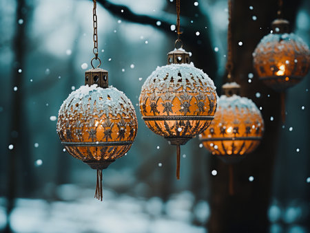 Christmas decorations. Lights in the background. Christmas.の写真素材