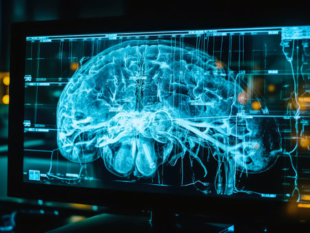 Digital image of the brain. Medical research.