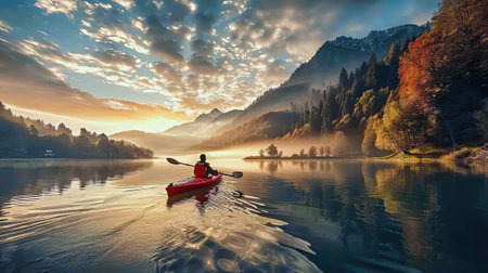 Whirlwinds of Adventure: Kayaking on Fast Mountain Rivers.の写真素材