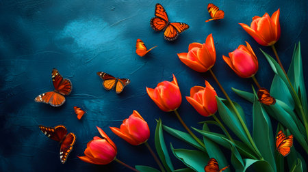 Delicate Elegance: Flowers Decorating International Women's Day.の写真素材