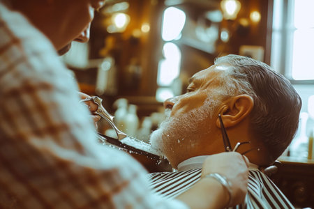 Haircut Luxury: The Aesthetics of the Barber Shop's Men's Update.の写真素材