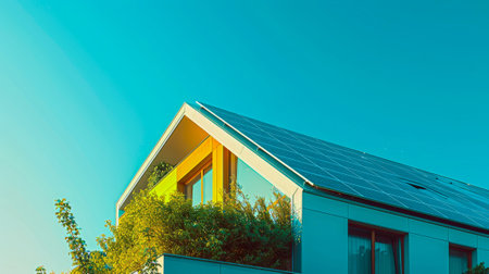 Alternative energy in action: solar panels on the roof of the house.