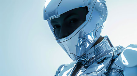 Digital Reality: A man wearing a cybernetic helmet with integrated technologies. Generated by AI