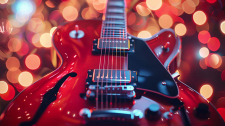 Music gift: electric guitar among the lights.