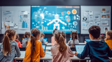 Artificial Intelligence in the Classroom: Children and Technology. Innovations in School Education.の写真素材