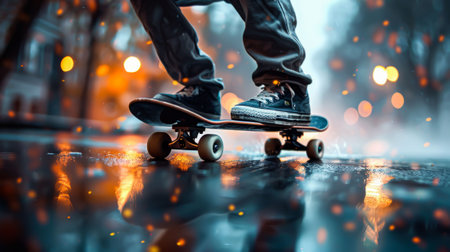 Urban Skateboarder: Night Stunts.の写真素材