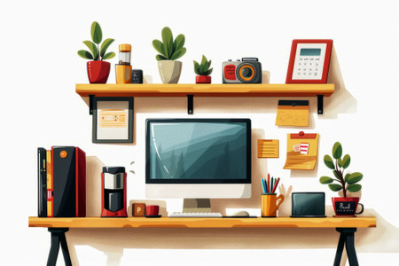 Efficient Office: Desktop with Technology.の写真素材